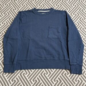 FAR AFIELD Mens Sweatshirt Size 1‎ Blue Crew Neck Pocket Pullover BCI Cotton